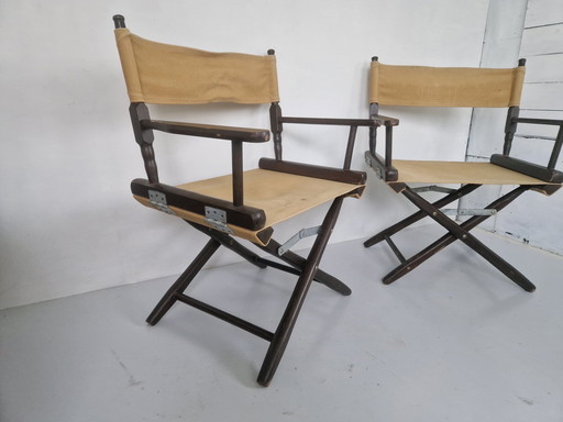 Paar Vintage Safari Directeursstoelen