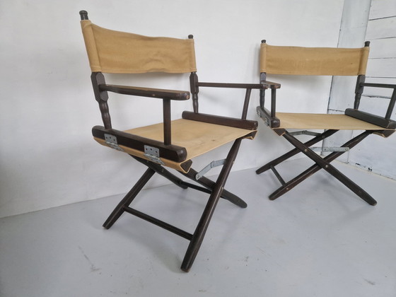 Image 1 of Paar Vintage Safari Directeursstoelen