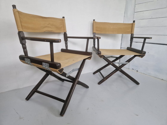 Image 1 of Paar Vintage Safari Directeursstoelen