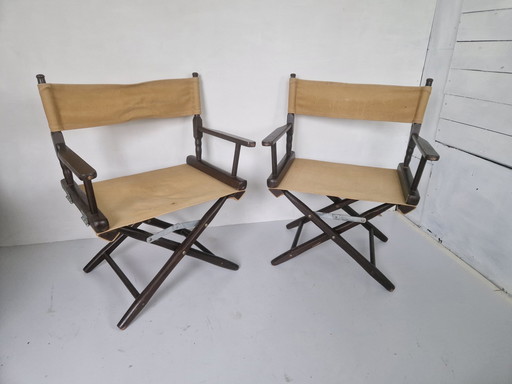 Paar Vintage Safari Directeursstoelen