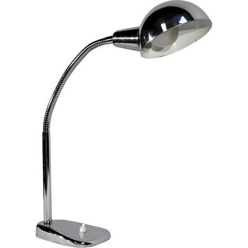 Vintage industriële bureaulamp van verchroomd metaal, 1960