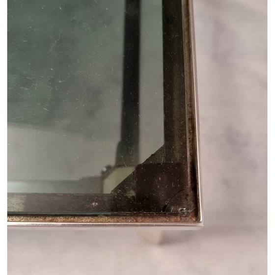 Image 1 of Vintage Italiaanse salontafel van metaal en gerookt glas, 1970