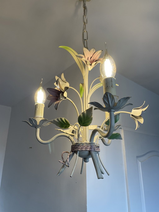 Kroonluchter Design Italien Vintage Tôle Émaillée - Boeket De Fleurs