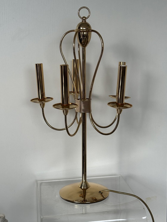 Image 1 of Kandelaar Lamp Regency Style Vintage Messing 1960 Tafellamp Italy 