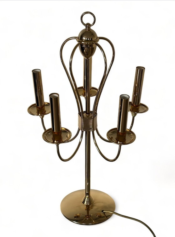 Image 1 of Kandelaar Lamp Regency Style Vintage Messing 1960 Tafellamp Italy 