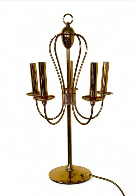 Image 1 of Kandelaar Lamp Regency Style Vintage Messing 1960 Tafellamp Italy 