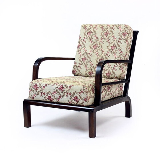 Image 1 of Vintage houten fauteuil, Tsjecho-Slowakije jaren 1940