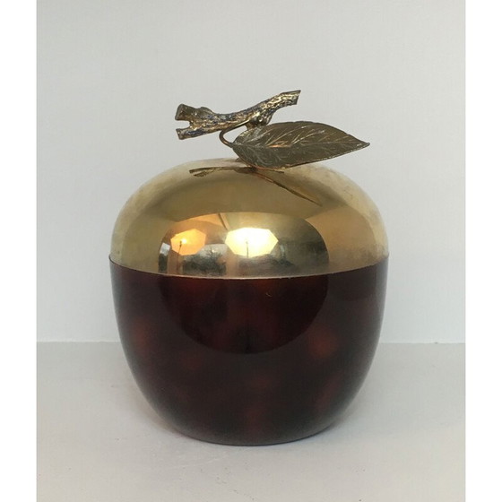 Image 1 of Vintage appel ijsemmer, verguld metaal en kunststof, Frankrijk 1970