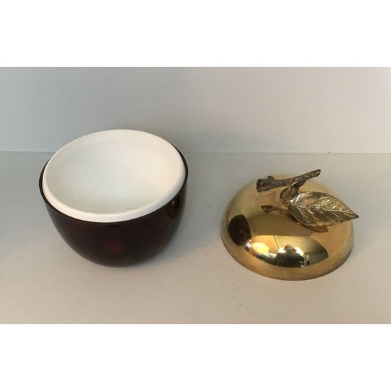 Image 1 of Vintage appel ijsemmer, verguld metaal en kunststof, Frankrijk 1970