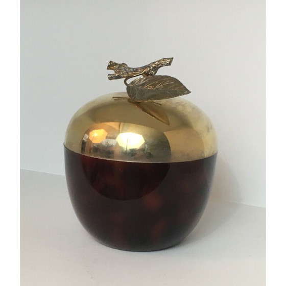 Image 1 of Vintage appel ijsemmer, verguld metaal en kunststof, Frankrijk 1970