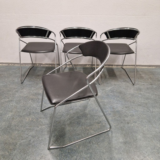 Set Van 4 Vintage Eetkamer Stoelen 