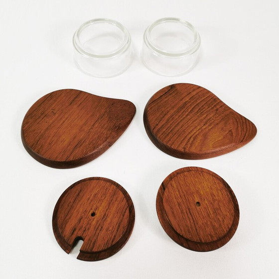 Image 1 of Paar vintage teakhouten suikerpotten, Denemarken 1960