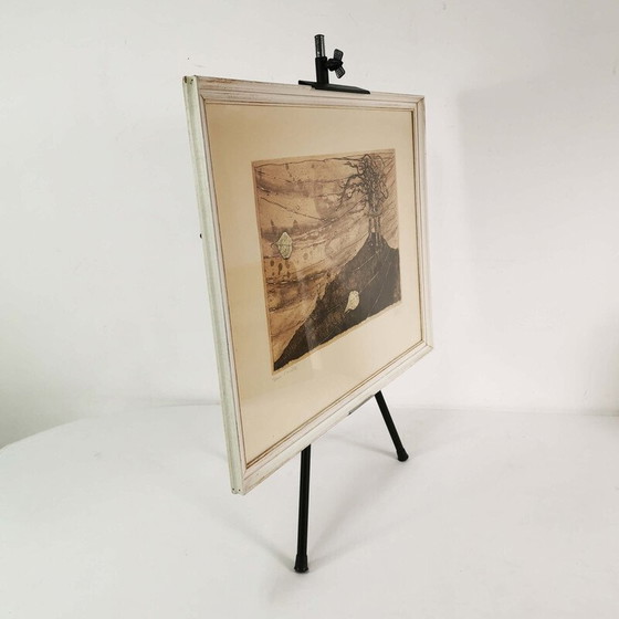 Image 1 of Vintage houten lijstschilderij van Lars Bo, Denemarken 1960