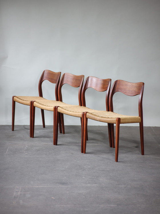 Image 1 of 4x N.O. Møller eetkamerstoelen 71 papercord teak