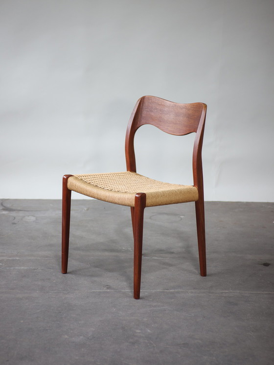 Image 1 of 4x N.O. Møller eetkamerstoelen 71 papercord teak