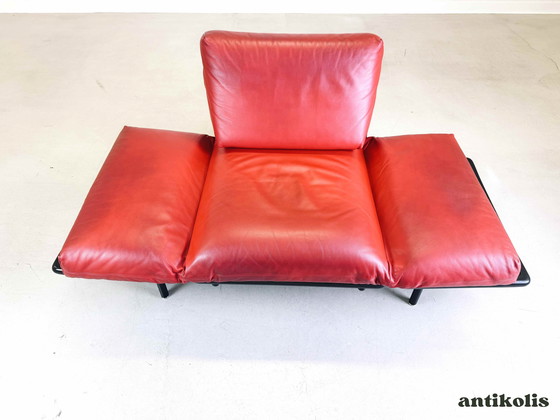 Image 1 of Vintage Rataplan fauteuil Dema Roberto Tapinassi leer rood zwart