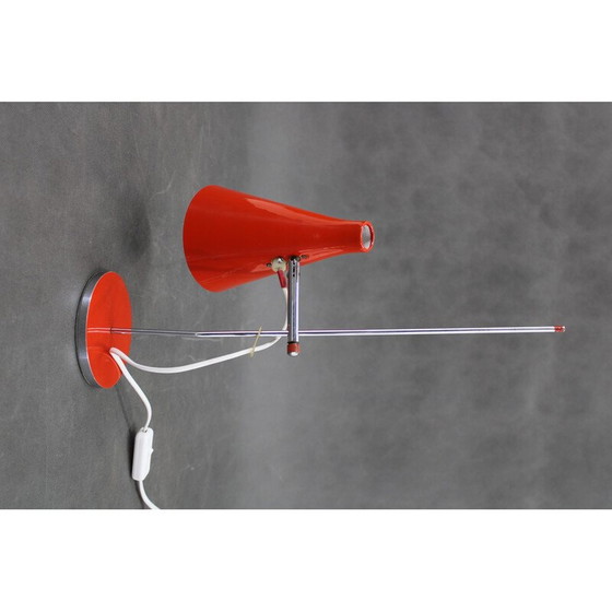 Image 1 of Vintage rode bureaulamp van Josef Hurka voor Lidokov, Tsjecho-Slowakije 1960