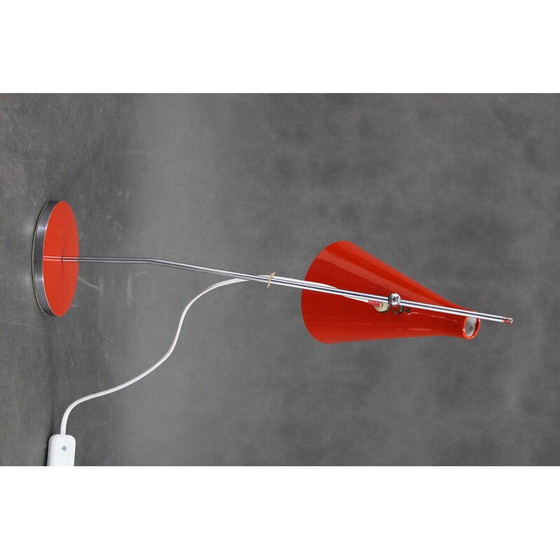 Image 1 of Vintage rode bureaulamp van Josef Hurka voor Lidokov, Tsjecho-Slowakije 1960