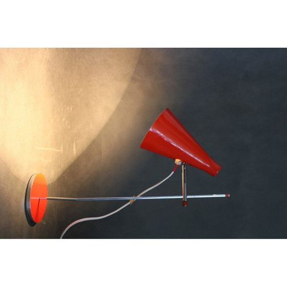 Image 1 of Vintage rode bureaulamp van Josef Hurka voor Lidokov, Tsjecho-Slowakije 1960