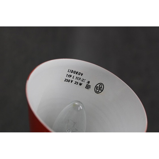 Image 1 of Vintage rode bureaulamp van Josef Hurka voor Lidokov, Tsjecho-Slowakije 1960