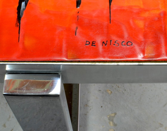 Image 1 of Geëmailleerde salontafel ontworpen door De Nisco, België, jaren 70