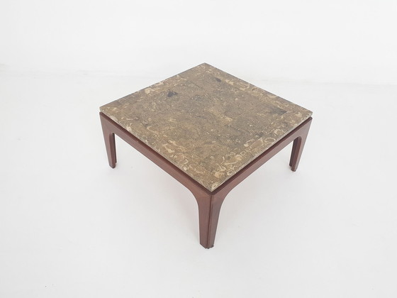 Image 1 of Mid Century Fossiel Stenen Salontafel