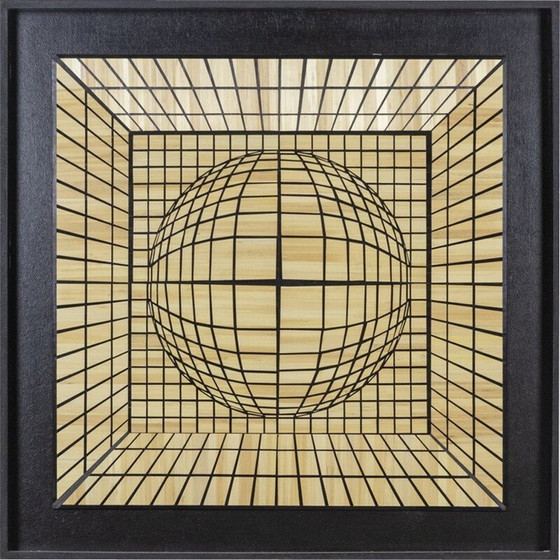 Image 1 of Vintage kinetisch paneel in stro-marqueterie