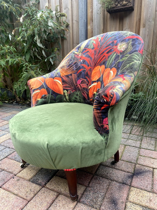 Vintage Fleurige Boudoirfauteuil