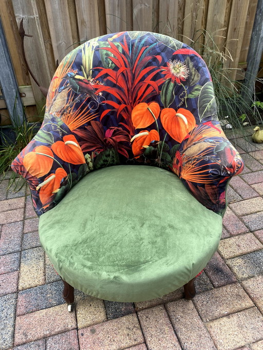 Vintage Fleurige Boudoirfauteuil