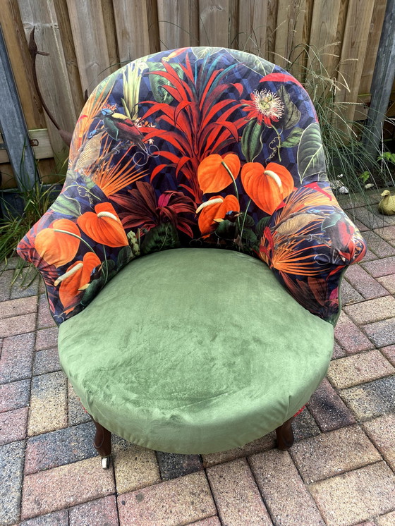 Image 1 of Vintage Fleurige Boudoirfauteuil