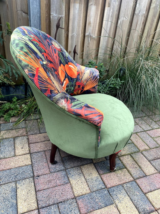 Image 1 of Vintage Fleurige Boudoirfauteuil