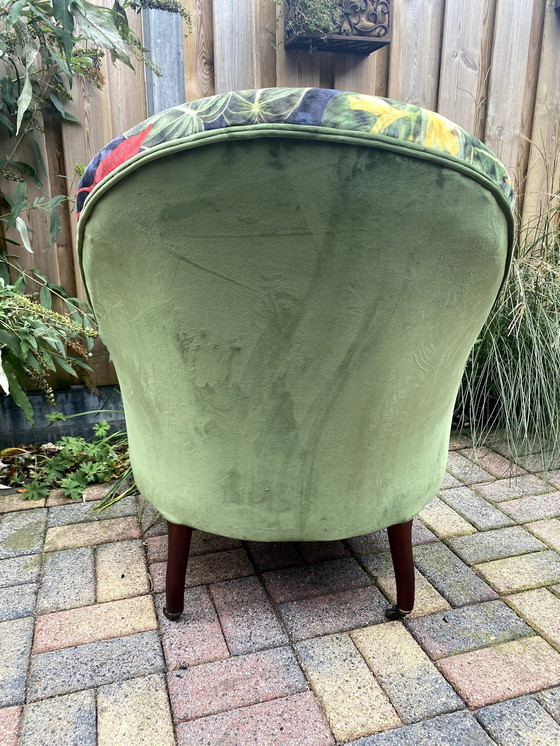 Image 1 of Vintage Fleurige Boudoirfauteuil