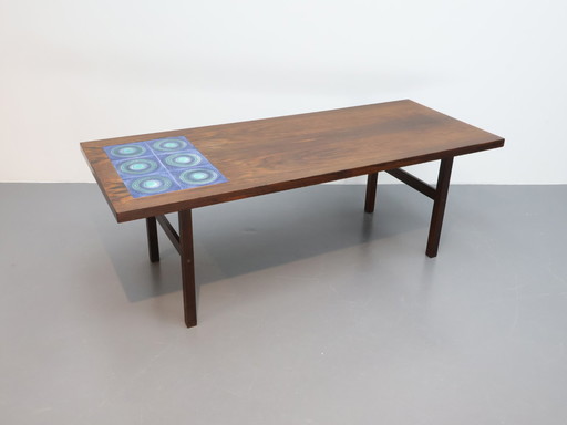 Vintage salontafel palissander keramiek