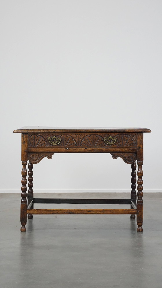 Image 1 of Eikenhouten Side Table/ Haltafel