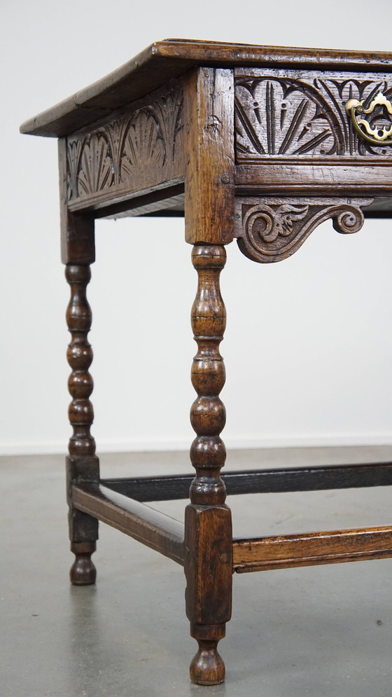 Image 1 of Eikenhouten Side Table/ Haltafel