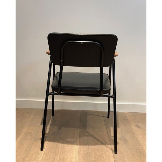 Image 1 of Paar vintage fauteuils in zwarte lak en skai van Willy Van de Meeren, 1950