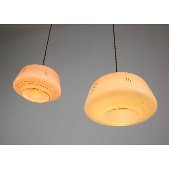 Image 1 of Paar vintage hangers van glas en messing