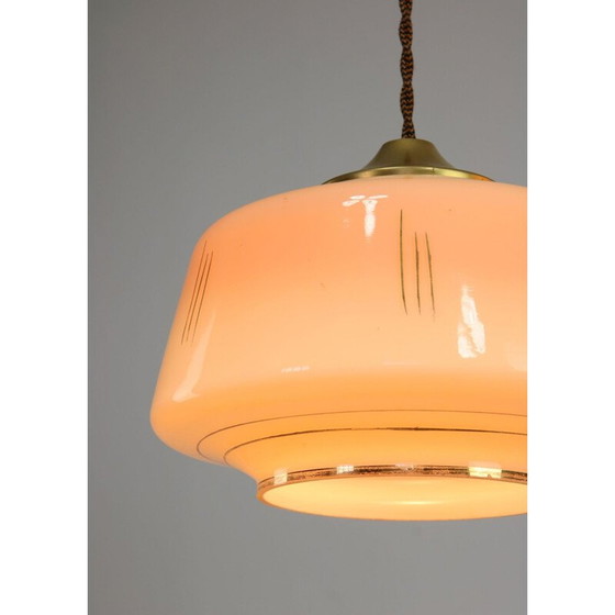 Image 1 of Paar vintage hangers van glas en messing