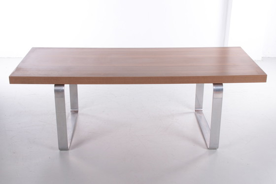 Image 1 of Retro Vintage Strakke Salontafel hout en chroom jaren 70