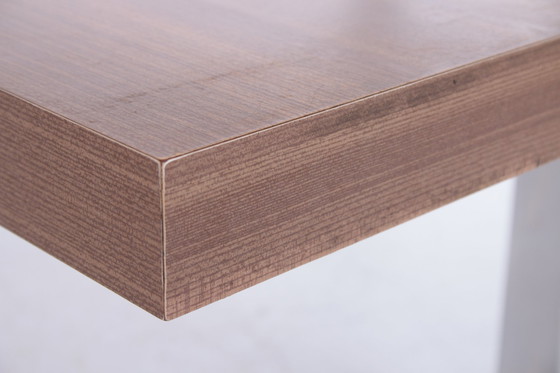 Image 1 of Retro Vintage Strakke Salontafel hout en chroom jaren 70