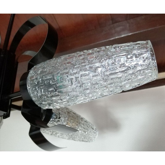 Image 1 of Vintage glazen kroonluchter met 5 takken, 1960
