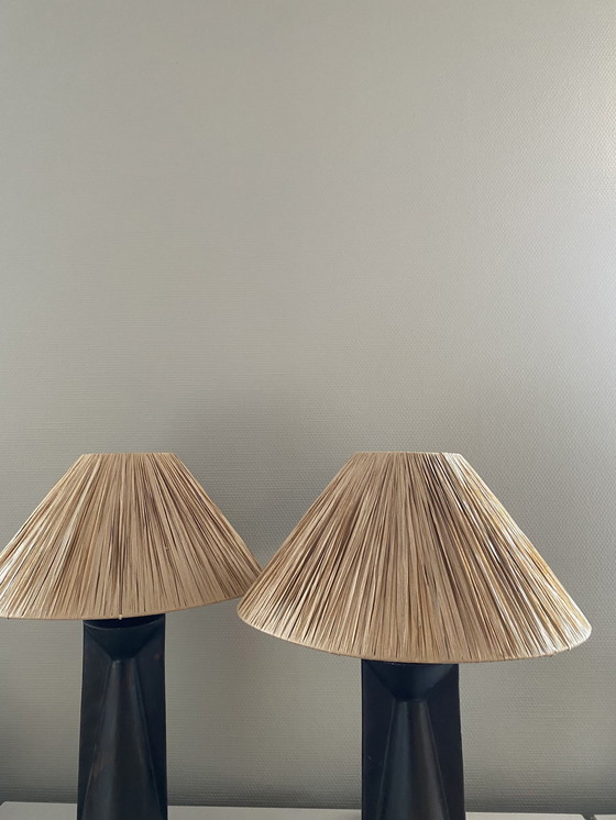 Image 1 of Vintage Ceramic Bruin Set Tafellampen 