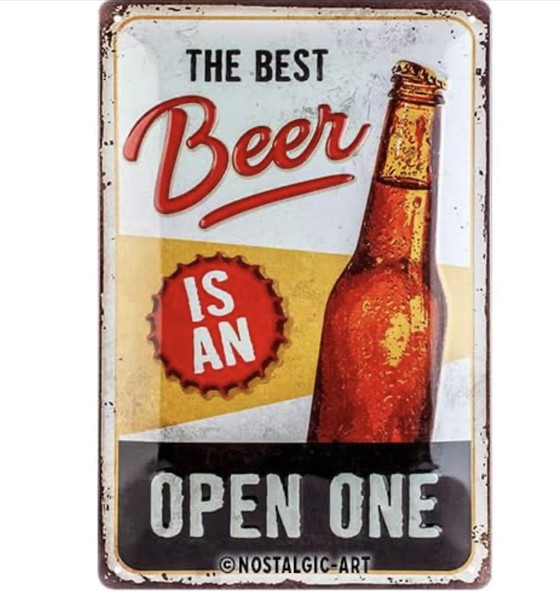 Image 1 of Plaquette Vintage, Het beste bier is open