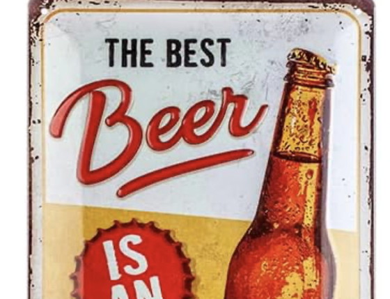 Image 1 of Plaquette Vintage, Het beste bier is open