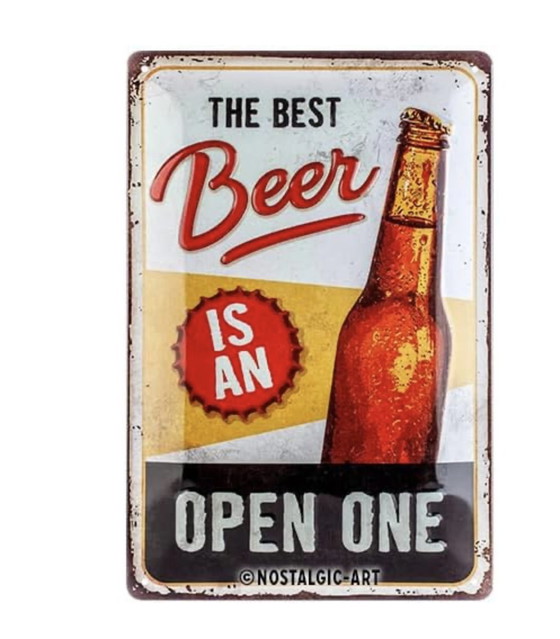 Image 1 of Plaquette Vintage, Het beste bier is open