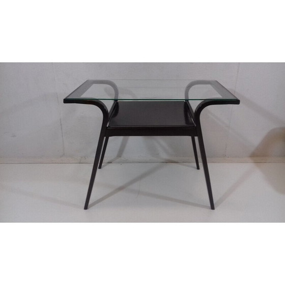 Image 1 of Vintage beuken en glazen salontafel voor Tatra Pravenec, Tsjecho-Slowakije 1950