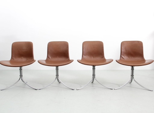 Suite van 4 Scandinavische stoelen Model Pk9 Originele uitgave K. Christiansen