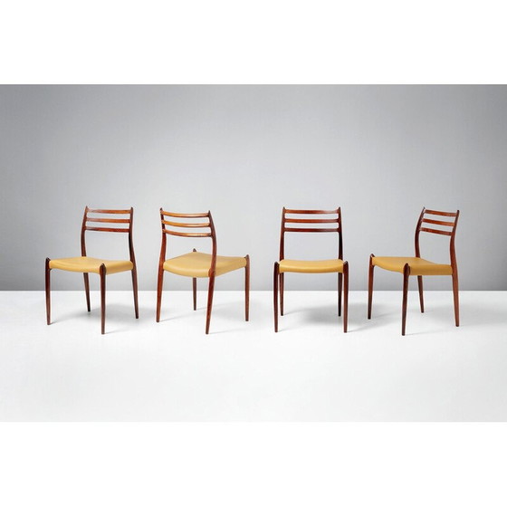 Image 1 of Set van 8 vintage eetkamerstoelen, palissander, model 78, 1962