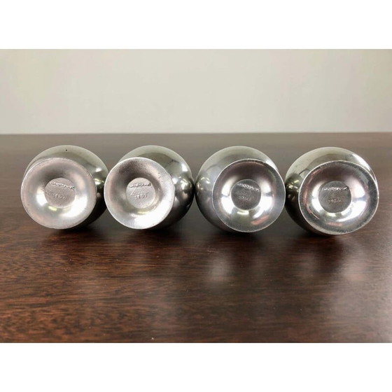 Image 1 of Set van 4 vintage art deco tinnen vazen door Just Andersen, Denemarken 1930