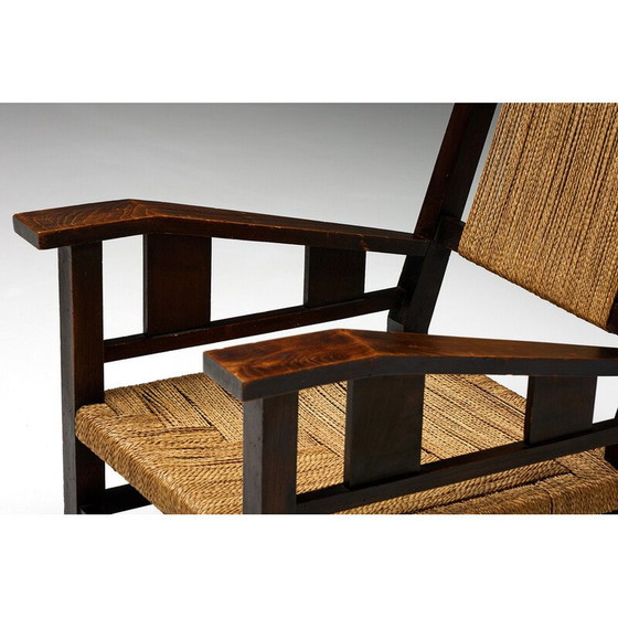 Image 1 of Vintage fauteuil in massief hout en touw, Frankrijk jaren 1930